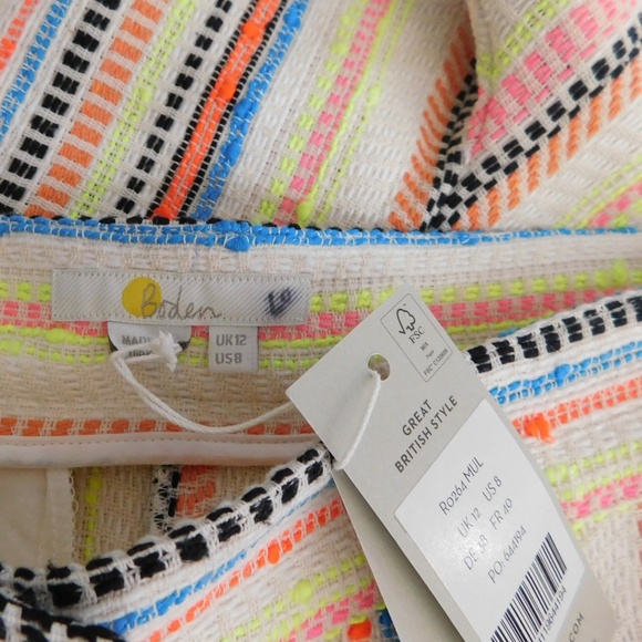 NWT!! BODEN Textured Stripe Shorts Neon Colorful Pockets Linen Pockets Size 8 - Picture 13 of 16